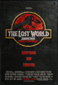 2c1123 JURASSIC PARK 2 advance DS 1sh 1997 Steven Spielberg, classic logo with T-Rex over red background!