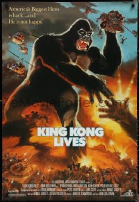 2c1131 KING KONG LIVES 1sh 1986 great artwork of huge unhappy ape attacked by army!