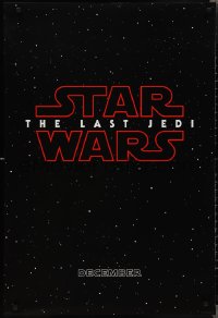 2c1139 LAST JEDI teaser DS 1sh 2017 black style, Star Wars, Hamill, classic title treatment in space!