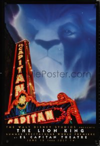 2c1163 LION KING advance 1sh 1994 classic Disney cartoon World Premiere at the El Capitan Theatre!