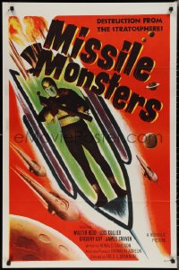 2c1211 MISSILE MONSTERS 1sh 1958 aliens bring destruction from the stratosphere, wacky sci-fi art!