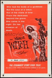 2c1232 NAKED WITCH 1sh 1964 fantastic silly horror art of sexy naked girl with body of a goddess!