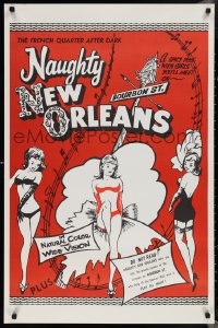 2c1239 NAUGHTY NEW ORLEANS 25x38 1sh R1959 Bourbon St. showgirls in French Quarter after dark!