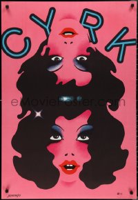 2c0531 CYRK Polish 26x38 1970s really different art by Witold Janowski of double ladies!