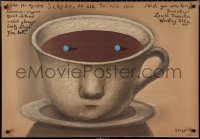 2c0552 WISH YOU WERE HERE Polish 27x38 1987 Emily Lloyd, Stasys art of coffee cup w/eyes!