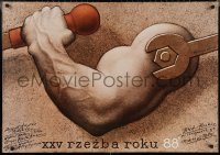 2c0553 XXV RZEZBA ROKU 88' exhibition Polish 27x38 1989 Mieczyslaw Gorowski art of an arm with wrench!