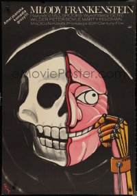 2c0554 YOUNG FRANKENSTEIN Polish 27x39 1979 Mel Brooks, wild Jerzy Flisak art of skull man!