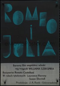 2c0592 ROMEO & JULIET Polish 23x33 1961 Shakespeare, different title art by Julian Palka!