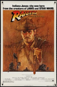2c1295 RAIDERS OF THE LOST ARK 1sh 1981 great art of adventurer Harrison Ford by Richard Amsel