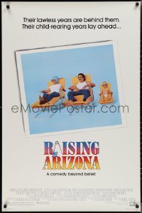 2c1296 RAISING ARIZONA 1sh 1987 Coen Brothers, best art of Nicolas Cage, Holly Hunter & baby!