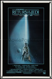 2c1307 RETURN OF THE JEDI 1sh 1983 George Lucas, art of hands holding lightsaber by Reamer!