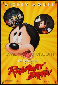 2c1333 RUNAWAY BRAIN DS 1sh 1995 Disney, great huge Mickey Mouse Jekyll & Hyde cartoon image!