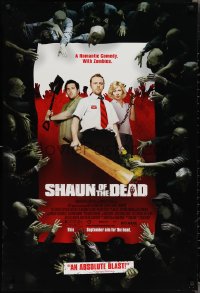 2c1349 SHAUN OF THE DEAD advance DS 1sh 2004 Simon Pegg, Kate Ashfield, Nick Frost & zombies!