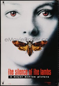 2c1355 SILENCE OF THE LAMBS style A teaser DS 1sh 1991 image of Jodie Foster with moth over mouth!