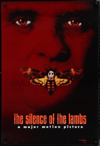 2c1354 SILENCE OF THE LAMBS style B teaser DS 1sh 1991 image of Anthony Hopkins with moth over mouth!