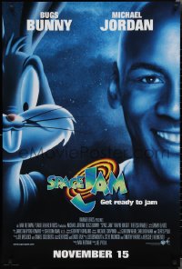 2c1374 SPACE JAM advance DS 1sh 1996 cool dark image of Michael Jordan & Bugs Bunny in outer space!