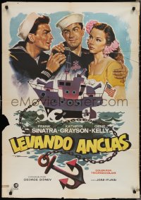 2c0431 ANCHORS AWEIGH Spanish R1960s Mac art of sailors Frank Sinatra & Kelly with Kathryn Grayson!