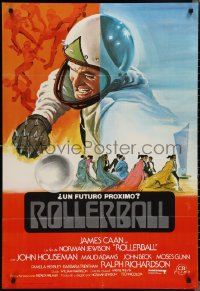 2c0458 ROLLERBALL Spanish 1975 completely different art of James Caan by Marti, Clave & Pico!