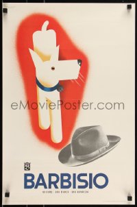 2c0126 BARBISIO 16x25 Italian special poster 1970s Mingozzi art of dog & hat from earlier print!