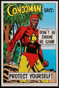 2c0129 CONDOMAN SAYS DON'T BE SHAME BE GAME 11x17 Australian special poster 1980s wacky comic!