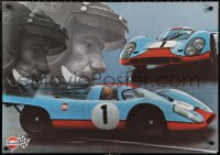 2c0108 GULF PORSCHE 917 2-sided 24x34 Swiss advertising poster 1970s Jo Siffert & schematic of racer!