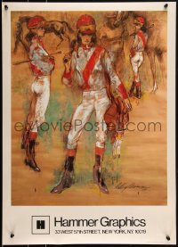 2c0145 LEROY NEIMAN 20x28 special poster 1979 geat art of jockeys and race horses!