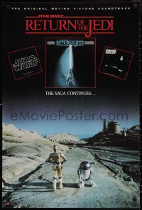 2c0107 RETURN OF THE JEDI 22x33 music poster 1983 different image of C-3PO and R2-D2!