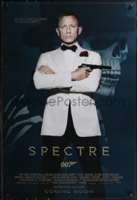 2c1377 SPECTRE int'l advance DS 1sh 2015 cool image of Daniel Craig as James Bond 007 with gun!