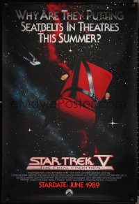 2c1393 STAR TREK V foil advance 1sh 1989 The Final Frontier, image of theater chair w/seatbelt!
