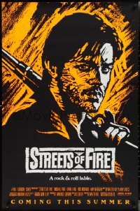 2c1410 STREETS OF FIRE advance 1sh 1984 Walter Hill, Riehm orange dayglo art, a rock & roll fable!