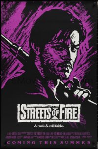 2c1408 STREETS OF FIRE advance 1sh 1984 Walter Hill, Riehm purple dayglo art, a rock & roll fable!
