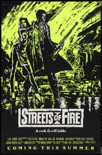 2c1407 STREETS OF FIRE advance 1sh 1984 Walter Hill, Riehm yellow dayglo art, a rock & roll fable!