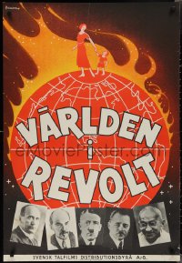2c0259 VARLDEN I REVOLT Swedish 1960s burning earth art with Gandhi, Hitler, Lenin and more, rare!