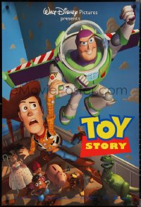 2c1437 TOY STORY DS 1sh 1995 Disney/Pixar cartoon, Buzz Lightyear flying over Woody, Bo Peep, more!
