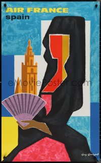 2c0013 AIR FRANCE SPAIN 24x39 French travel poster 1963 best Guy Georget abstract artwork of woman!