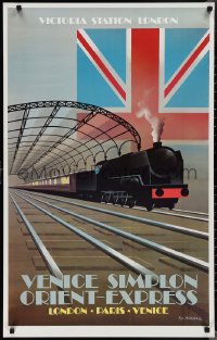 2c0023 VENICE SIMPLON ORIENT EXPRESS 25x39 French travel poster 1981 Fix-Masseau!