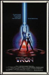 2c1444 TRON 1sh 1982 Walt Disney sci-fi, Jeff Bridges in a computer, cool special effects!