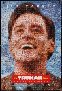 2c1448 TRUMAN SHOW teaser DS 1sh 1998 really cool mosaic art of Jim Carrey, Peter Weir