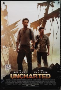 2c1460 UNCHARTED advance DS 1sh 2022 great image of Tom Holland as Nathan Drake, Mark Wahlberg!