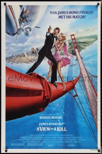 2c1470 VIEW TO A KILL style B 1sh 1985 Goozee art of Moore as Bond, Tanya Roberts & Walken!
