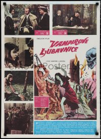 2c0362 VAMPIRE LOVERS Yugoslavian 20x27 1970 Hammer, deadly the blood-nymphs, pink title style!