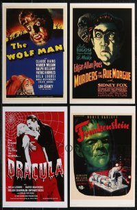 2d0036 LOT OF 5 UNIVERSAL MASTERPRINTS 2001 Wolf Man, Dracula, Frankenstein, Bride, Rue Morgue!