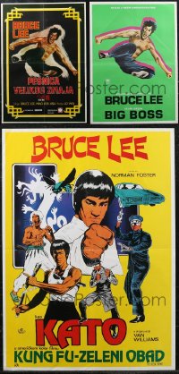 2d1148 LOT OF 3 FORMERLY FOLDED BRUCE LEE YUGOSLAVIAN POSTERS 1970s cool kung fu movie images!