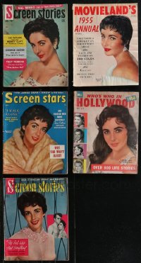 2d0591 LOT OF 5 MAGAZINES WITH ELIZABETH TAYLOR COVERS 1950s filled with great images & articles!