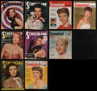 2d0552 LOT OF 9 SCREENLAND MOVIE MAGAZINES 1940s-1950s great cover images + cool articles!