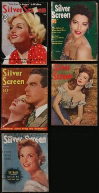2d0585 LOT OF 5 SILVER SCREEN MOVIE MAGAZINES 1930s great cover images + cool articles!