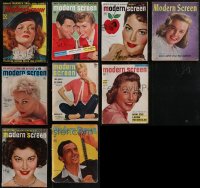 2d0556 LOT OF 9 MODERN SCREEN MOVIE MAGAZINES 1930s-1950s great cover images + cool articles!
