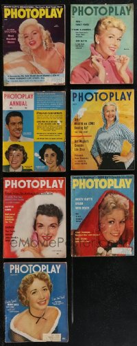 2d0569 LOT OF 7 PHOTOPLAY MAGAZINES 1950s great cover images + cool movie articles!