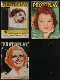 2d0606 LOT OF 3 PHOTOPLAY MAGAZINES 1930s one with James Montgomery Flagg art of Katharine Hepburn!