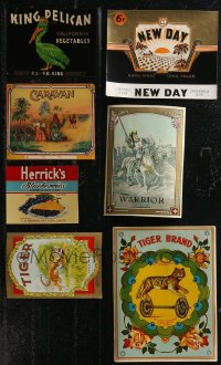 2d0909 LOT OF 7 CRATE, BOX & CAN LABELS 1930s great logos for a variety of different products!